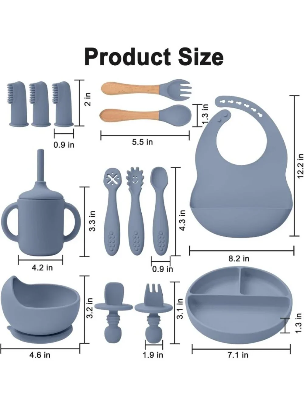 14-Piece Silicone Baby Feeding Set | Baby Led Weaning Utensils & Supplies